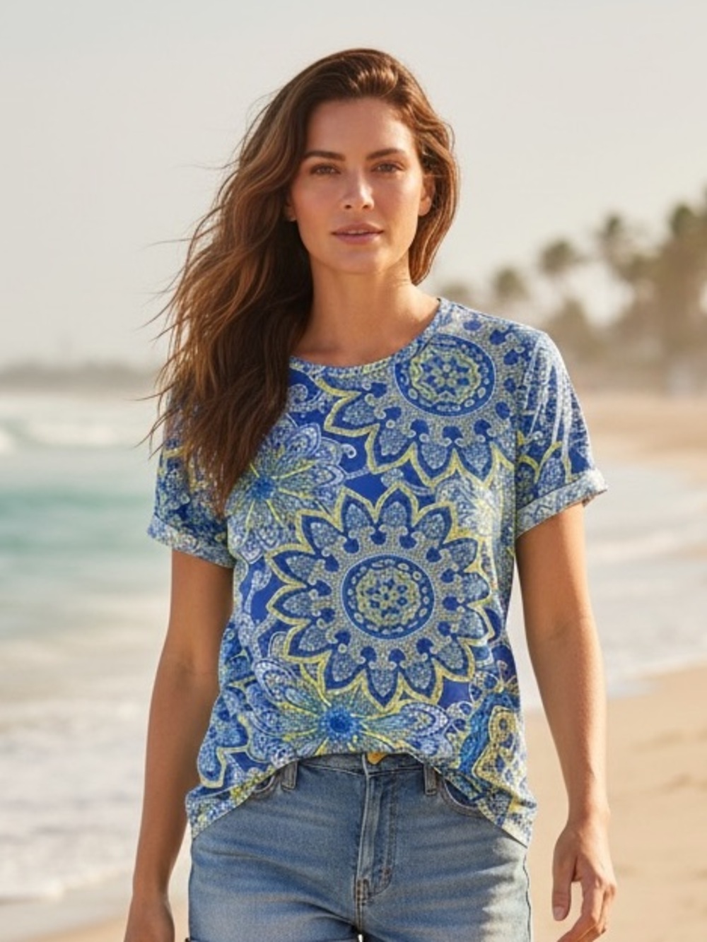 Lands End Rash Guard Short Sleeve Top Size M 10-12 Excellent condition